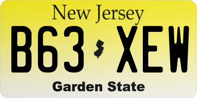 NJ license plate B63XEW