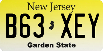 NJ license plate B63XEY