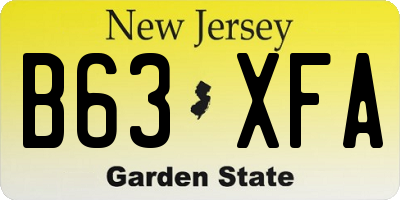 NJ license plate B63XFA