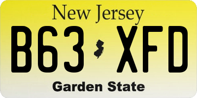 NJ license plate B63XFD