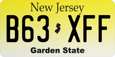 NJ license plate B63XFF