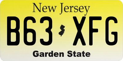NJ license plate B63XFG