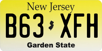 NJ license plate B63XFH