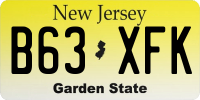 NJ license plate B63XFK