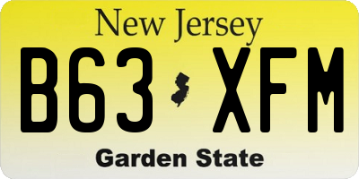NJ license plate B63XFM
