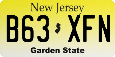 NJ license plate B63XFN