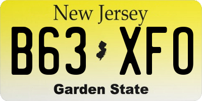 NJ license plate B63XFO