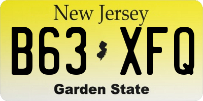 NJ license plate B63XFQ