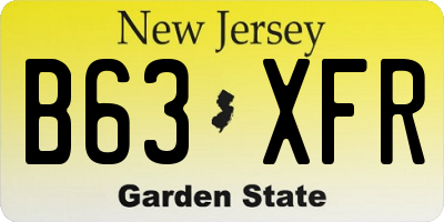 NJ license plate B63XFR
