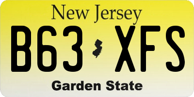 NJ license plate B63XFS