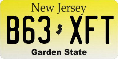 NJ license plate B63XFT