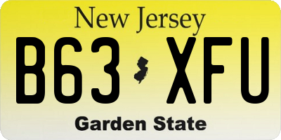 NJ license plate B63XFU