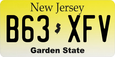 NJ license plate B63XFV