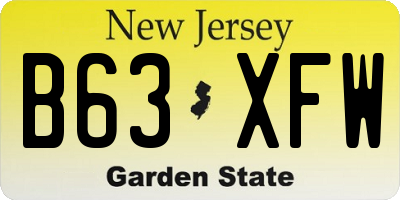 NJ license plate B63XFW