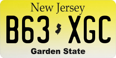 NJ license plate B63XGC