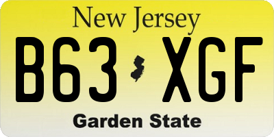 NJ license plate B63XGF