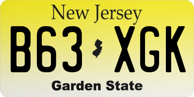 NJ license plate B63XGK