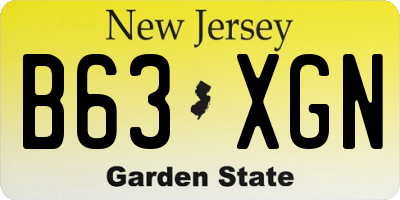 NJ license plate B63XGN