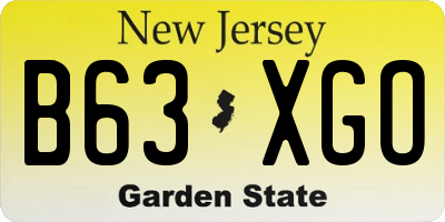 NJ license plate B63XGO