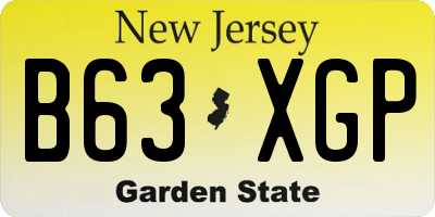 NJ license plate B63XGP