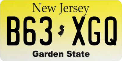 NJ license plate B63XGQ