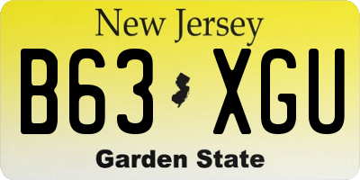 NJ license plate B63XGU