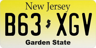NJ license plate B63XGV