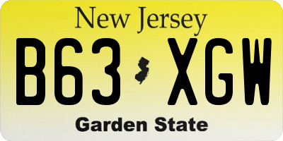NJ license plate B63XGW