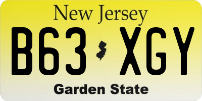 NJ license plate B63XGY