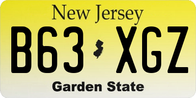NJ license plate B63XGZ