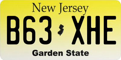 NJ license plate B63XHE