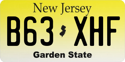NJ license plate B63XHF
