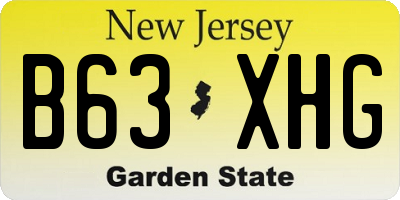 NJ license plate B63XHG