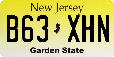 NJ license plate B63XHN