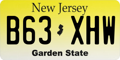 NJ license plate B63XHW