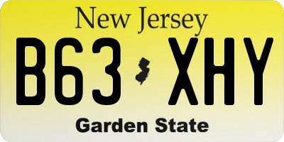 NJ license plate B63XHY