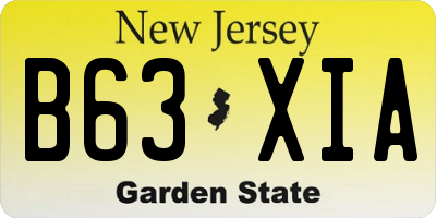 NJ license plate B63XIA