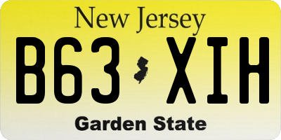 NJ license plate B63XIH