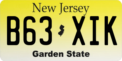 NJ license plate B63XIK