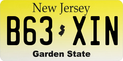 NJ license plate B63XIN