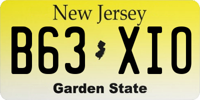 NJ license plate B63XIO