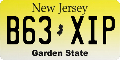 NJ license plate B63XIP