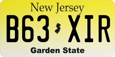 NJ license plate B63XIR