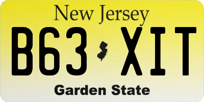 NJ license plate B63XIT