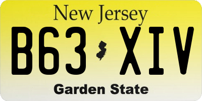 NJ license plate B63XIV