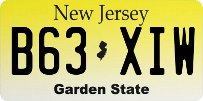 NJ license plate B63XIW