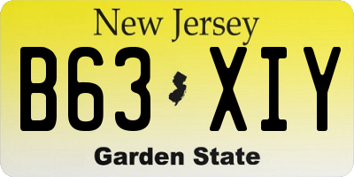 NJ license plate B63XIY