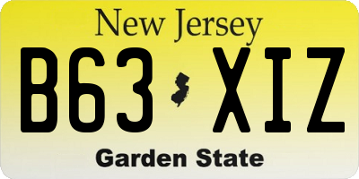 NJ license plate B63XIZ