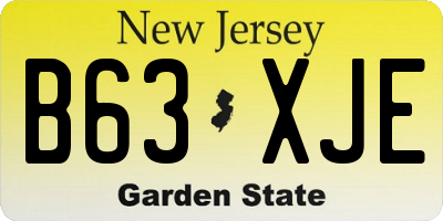 NJ license plate B63XJE
