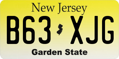 NJ license plate B63XJG